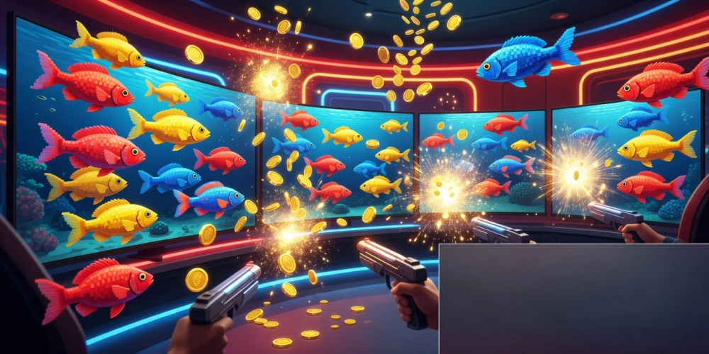 Hình ảnh sảnh game bắn cá ăn xu trên NH88 với hiệu ứng nổ thưởng hấp dẫn