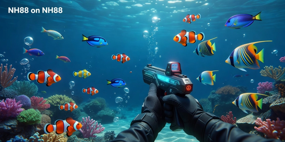 Hình minh họa trò chơi bắn cá online trên nền tảng NH88 với đồ họa sống động và cá đa dạng