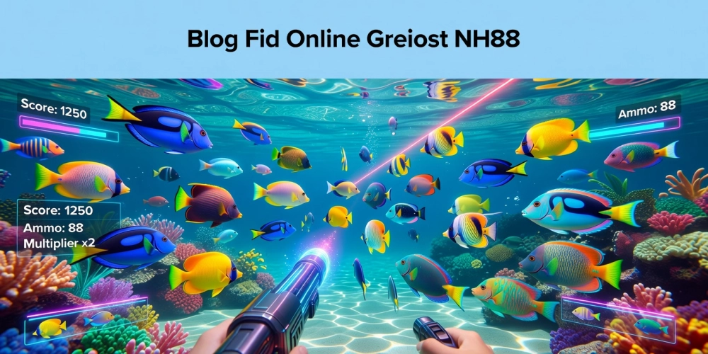 Hình minh họa giao diện game bắn cá xèng nh88 với cá đa dạng và hiệu ứng bắn súng sống động