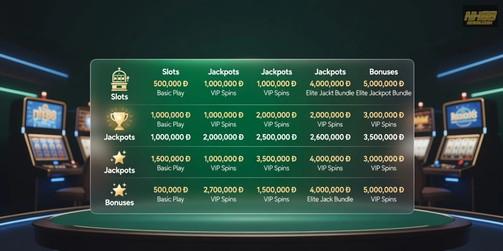 Bảng giá chi tiết các gói cược slot live trên nh88 với ưu đãi hấp dẫn năm 2025