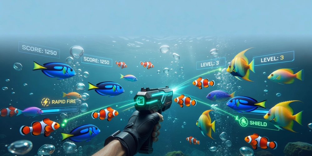 Khái niệm game bắn cá nh88 với giao diện sống động và cá đa dạng