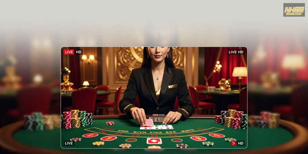 Khái niệm baccarat live casino nh88 được minh họa qua giao diện chơi trực tuyến chuyên nghiệp