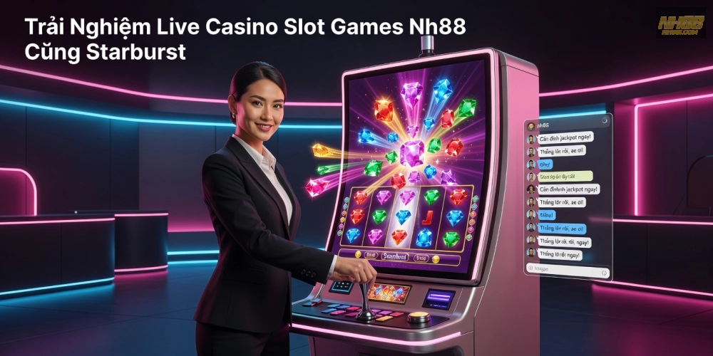 Khám phá giao diện Starburst sống động với dealer tương tác trực tiếp trên nh88